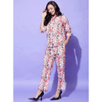 Seduva Women's Polyester Floral 3-4th Sleeve Co-Ord Set (Multicolor)