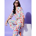 Seduva Women's Polyester Floral 3-4th Sleeve Co-Ord Set (Multicolor)