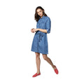 Seduva Women's Denim Solid Roll Up Sleeve Dress (Blue)
