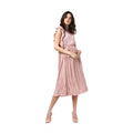 Seduva Women's Polyester Pleated Flutter Dress (Champagne Gold)