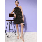 Seduva Women's Organza Tiered Sleeveless Dress (Black)