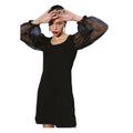 Seduva Women's Organza And Polyester Lycra Solid Long Sleeves Dress (Black)