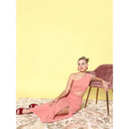 Seduva Women's Polyester Lycra Solid Sleeveless Dress (Pink)