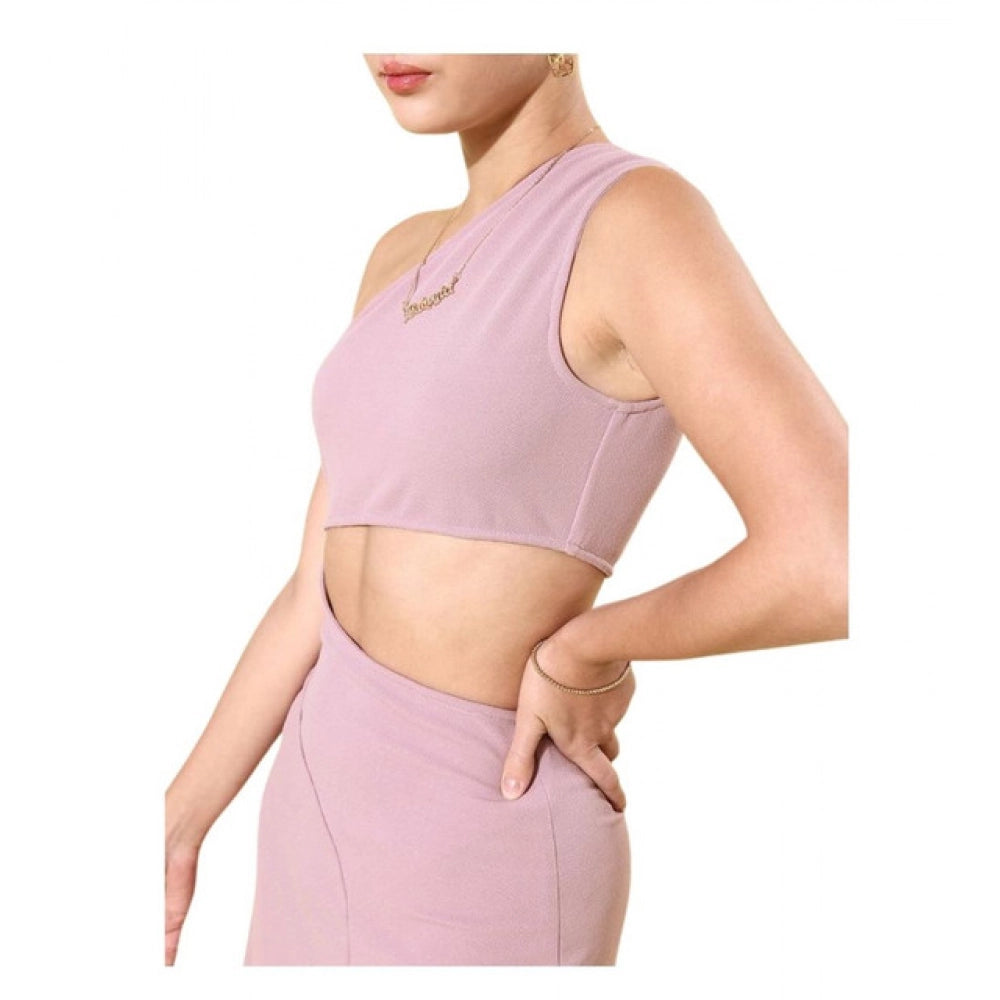 Seduva Women's Polyester Lycra Solid Sleeveless Dress (Lavender)