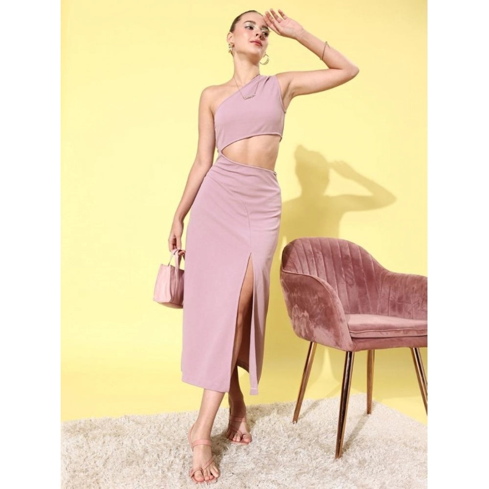 Seduva Women's Polyester Lycra Solid Sleeveless Dress (Lavender)
