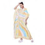 Seduva Women's Satin Colour Blocking Kaftan Dress (Multicolor)