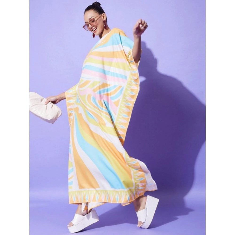 Seduva Women's Satin Colour Blocking Kaftan Dress (Multicolor)