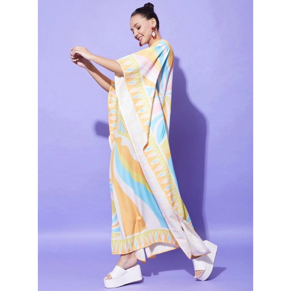 Seduva Women's Satin Colour Blocking Kaftan Dress (Multicolor)