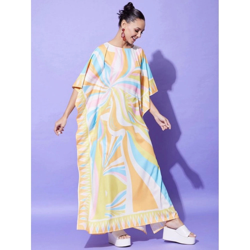 Seduva Women's Satin Colour Blocking Kaftan Dress (Multicolor)