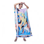 Seduva Women's Satin Colour Blocking Kaftan Dress (Multicolor)