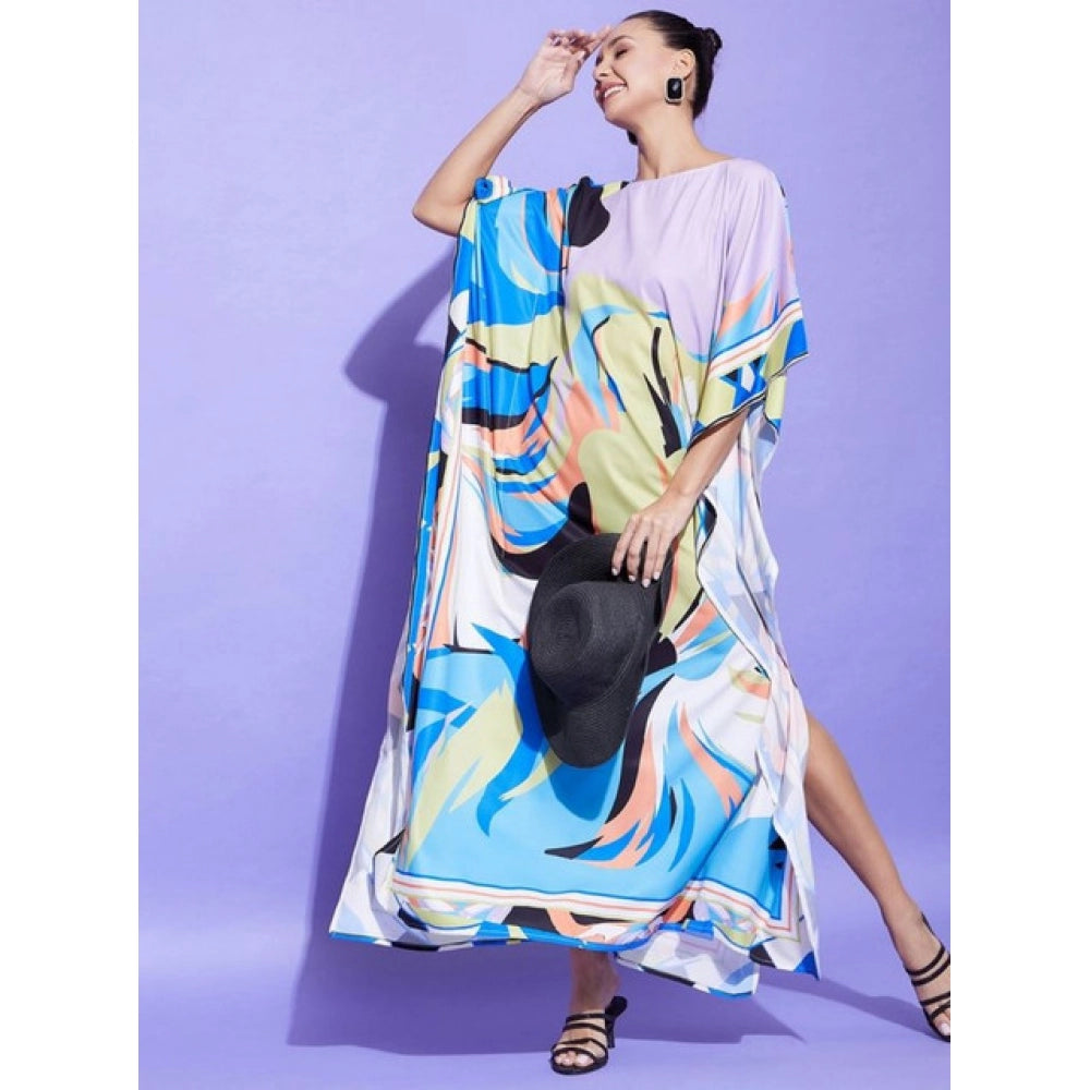 Seduva Women's Satin Colour Blocking Kaftan Dress (Multicolor)