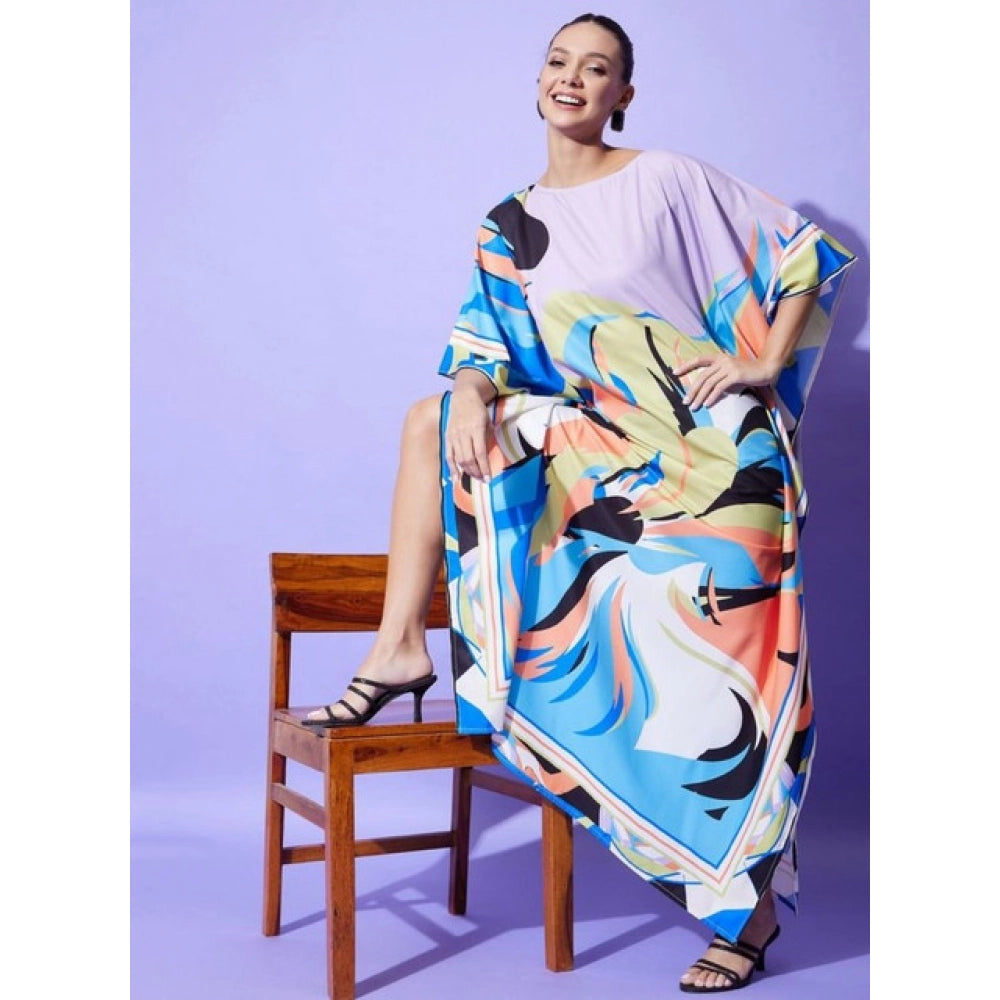 Seduva Women's Satin Colour Blocking Kaftan Dress (Multicolor)