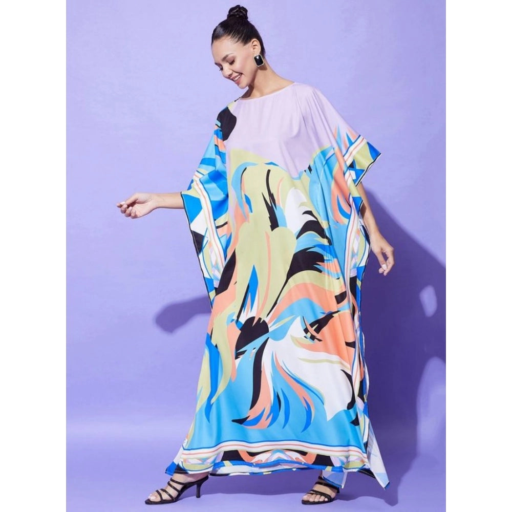 Seduva Women's Satin Colour Blocking Kaftan Dress (Multicolor)