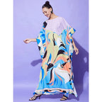 Seduva Women's Satin Colour Blocking Kaftan Dress (Multicolor)