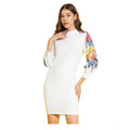 Seduva Women's Polyester Lycra Printed Long Sleeve Dress (Multicolor)