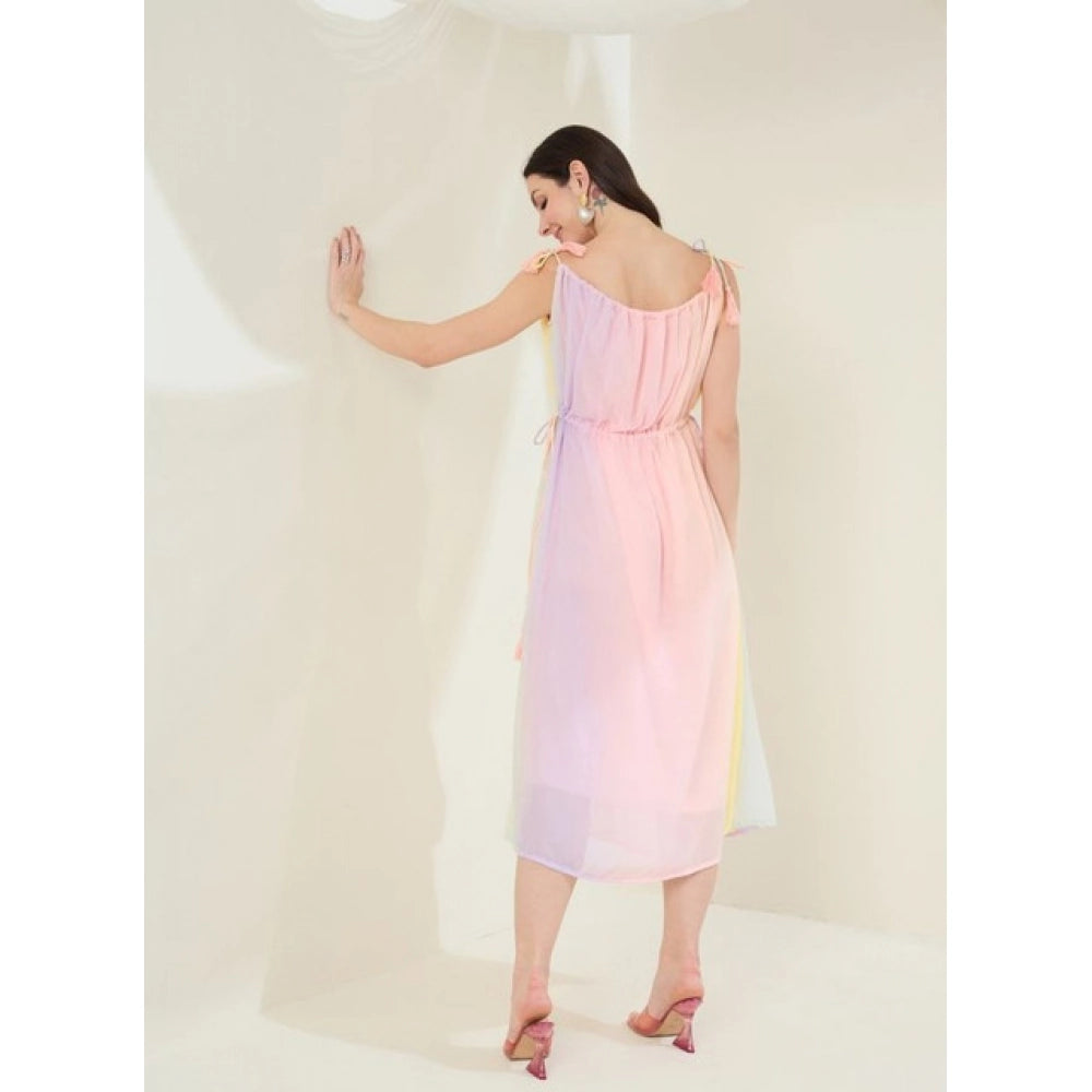 Seduva Women's Georgette Ombre Sleeveless Dress (Peach)