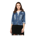 Seduva Women's Denim Washed Long Sleeves Jacket (Blue)