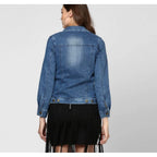 Seduva Women's Denim Washed Long Sleeves Jacket (Blue)