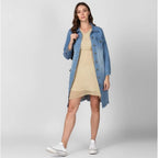 Seduva Women's Denim Washed Long Sleeves Jacket (Blue)
