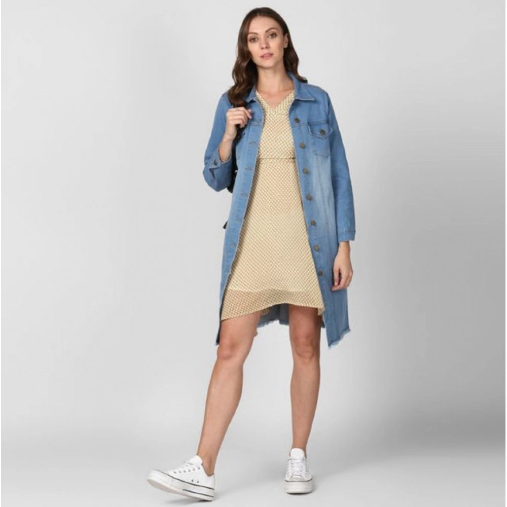 Seduva Women's Denim Washed Long Sleeves Jacket (Blue)