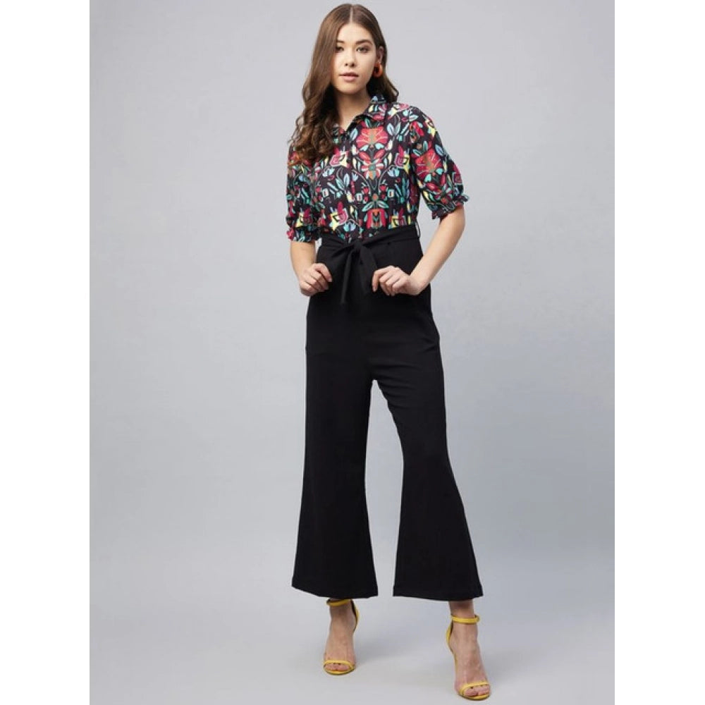 Seduva Women's Polyester Floral Short Sleeve Jumpsuit (Multicolor)