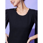 Seduva Women's Polyeter Solid Cape Sleeve Jumpsuit (Black)