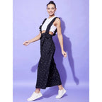 Seduva Women's Rayon Pinafore Shoulder Straps Jumpsuit (Black)