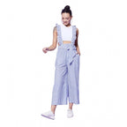 Seduva Women's Cotton Pinafore Shoulder Straps Jumpsuit (Light Blue)