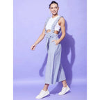 Seduva Women's Cotton Pinafore Shoulder Straps Jumpsuit (Light Blue)
