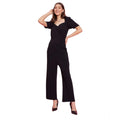 Seduva Women's Polyester Lycra Solid Puff Sleeve Jumpsuit (Black)