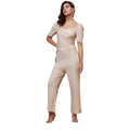 Seduva Women's Polyester Shimmer Self Design Short Sleeve Jumpsuit (Gold)