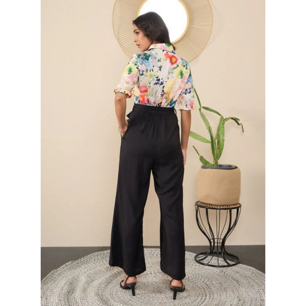Seduva Women's Polyester Floral Half Sleeves Jumpsuit (Multicolor)
