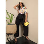 Seduva Women's Polyester Floral Half Sleeves Jumpsuit (Multicolor)
