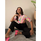Seduva Women's Polyester Floral Half Sleeves Jumpsuit (Multicolor)