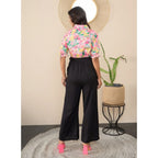 Seduva Women's Polyester Floral Half Sleeves Jumpsuit (Multicolor)