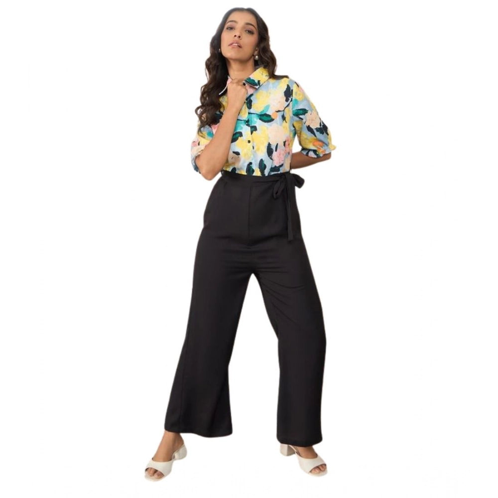 Seduva Women's Polyester Floral Half Sleeves Jumpsuit (Multicolor)