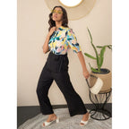 Seduva Women's Polyester Floral Half Sleeves Jumpsuit (Multicolor)