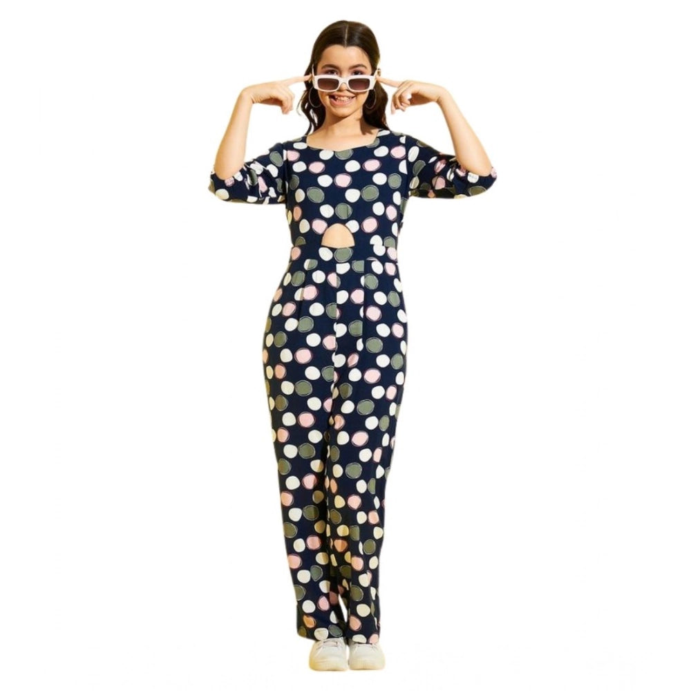 Seduva Girl's Cotton Polka 3-4th Sleeve Jumpsuit (Multicolor)