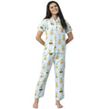 Seduva Women's Cotton Blend Printed Short Sleeve Night Suit (Blue-Yellow)