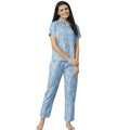 Seduva Women's Cotton Blend Printed Short Sleeve Night Suit (Blue)
