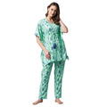 Seduva Women's Rayon Floral Kaftan Sleeve Night Suit (Green - Blue)