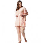 Seduva Women's Rayon Tie And Dye Kaftan Sleeve Night Suit (Multicolor)