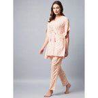 Seduva Women's Rayon Tie And Dye Kaftan Sleeve Night Suit (Multicolor)