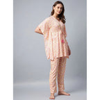 Seduva Women's Rayon Tie And Dye Kaftan Sleeve Night Suit (Multicolor)