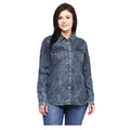 Seduva Women's Denim Solid Long Sleeves Shirt (Blue)