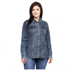 Seduva Women's Denim Solid Long Sleeves Shirt (Blue)