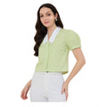 Seduva Women's Cotton Striped Half Sleeve Shirt (Green - White)