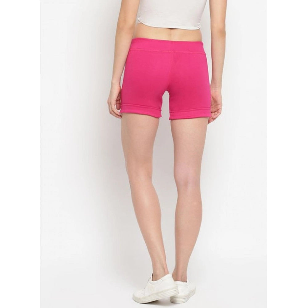 Seduva Women's Cotton Solid Elasticated Shorts (Pink)