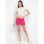 Seduva Women's Cotton Solid Elasticated Shorts (Pink)