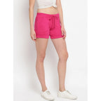 Seduva Women's Cotton Solid Elasticated Shorts (Pink)